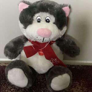 Plush Cat Toy with Red Scarf
